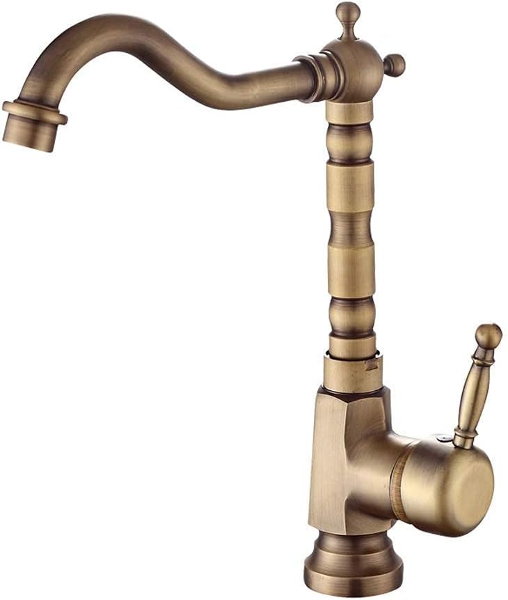 蛇口、ヨーロッパスタイルの銅ボディクキッチンタップ洗面台シンク冷熱水栓360度回転レトロ蛇口 hopeful