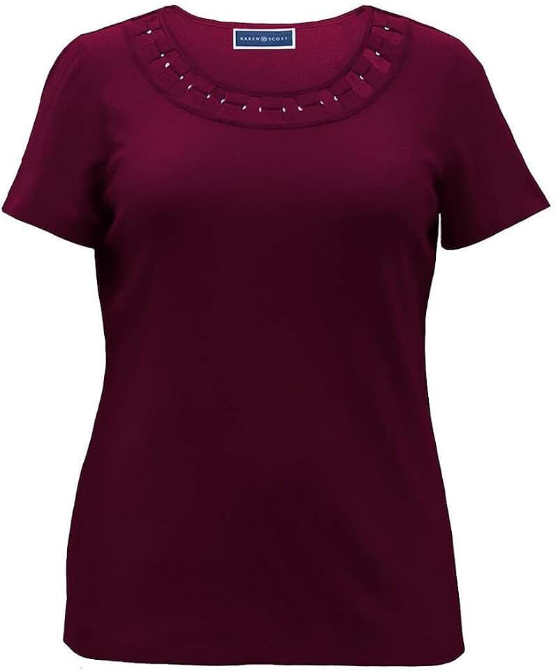 Karen Scott Womens Triple Ring Cutout Top Black Size Small