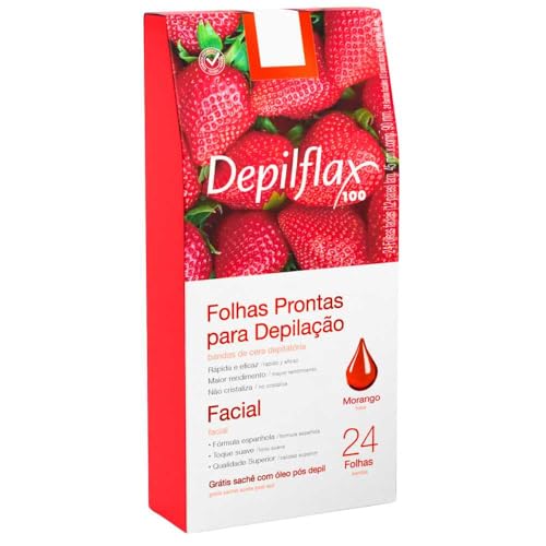 Folhas Prontas Faciais Depilflax Morango 3 CX/ 24 Und