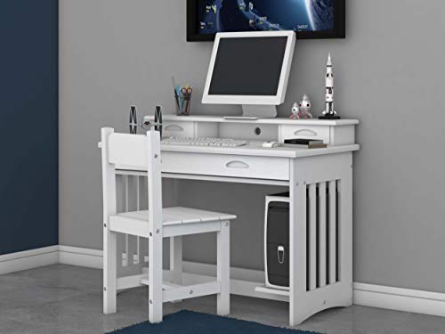 Discovery World Furniture Student Desk with Hutch and Chair, White