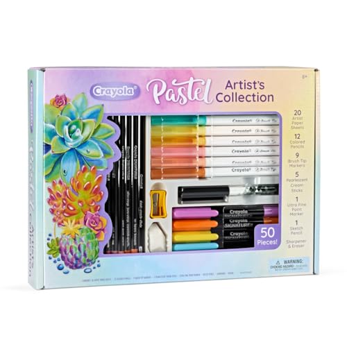 Image of Crayola Pastel Colors Art Kit 50pcs, Kids Art Set with Markers & Pencils