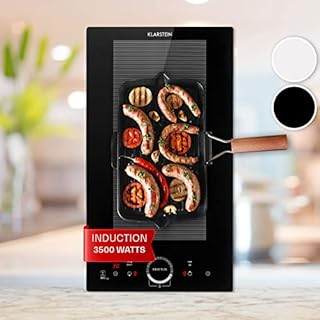 Klarstein Delicatessa Slim Domino - Induction Cooker, Ceramic Hob, Plug in Induction Hob, Flexzone Technology, Self-Contained, Hob, Booster, Pot Detection, Timer, SensorTouch, Glass Ceramic, Black