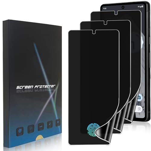 3 Pack Privacy Screen Protector for Google Pixel 8 Pro [Not Glass], Anti-Spy Full Adhesive Soft Flexible TPU Film for Google Pixel 8 Pro,3D Curve Fit,[Support Fingerprint Reader][Scratch Resistant]