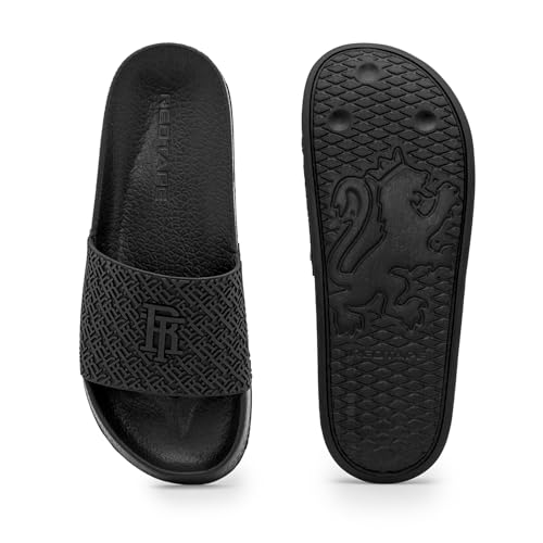 Image of Red Tape Flip-Flop Sliders for Men for Everyday Comfort in Brown | Casual Pool Sliders.