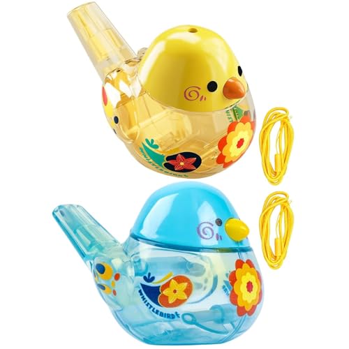 Water Bird Whistle - Kids Musical Toy Set, 2 Pcs Bird Water Whistle with Lanyard, Early Learning Musical Toy for Kids Speech Tra