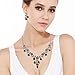EVER FAITH Costume Prom Jewelry for Women Austrian Crystal Cluster Flower Leaf Wedding Necklace Earrings Set Black Silver-Plated-Base