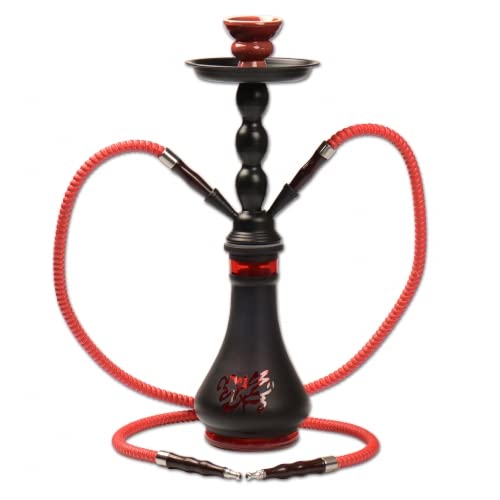 Shisha ATOMIC schwarz/rot 45 cm 2 Anschluesse