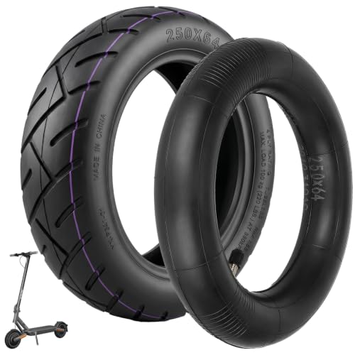 VOLOHAS 250x64 Schlauchloser Reifen 10 Zoll Tubeless Reifen mit Doppelte Stärke Schlauch für Xiaomi 4 Ultra, Navee S65/S65C Elektroroller, Explosionsgeschützte Verdickte Straßenreifen Ersatzräder
