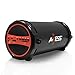 AXESS SPBT1031 Portable Bluetooth Indoor/Outdoor 2.1 Hi-Fi Cylinder Loud Speaker with Built-In 3" Sub and SD Card, USB, AUX Inputs in Red