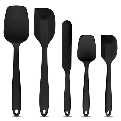 Herogo Silicone Spatula Spoon Set of 5, Food Grade Kitchen Utensils for Cooking, Heat Resistant Rubber Spatulas, Non-Stick Kitchenware, Perfect for Mixing and Baking, One-piece Design, Dishwasher Safe
