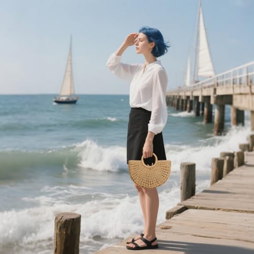 Bolso Tote de Ratán Tejido a Mano para Mujer miniatura 2