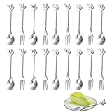 set posate da dessert 【Dimensioni Perfette Per Molteplici Scenari】I Cucchiaini Da Caffè Particolari Sono Lunghi 12 Cm; Le Forchetta Da Torta Sono Lunghe 12,3 Cm. Il Set Di Forchette E Cucchiai è Ideale Per Gustare Caffè, Dessert, Torte E Altro Ancora, Adatto Per La Casa, I Bar, Le Feste E I Ristoranti.