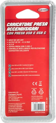 Start Caricatore Presa Accendisigari Auto Nero, Usb E USB-C, Output Dc 5 V - 2.1 Max, Controllo Intelligente - 3