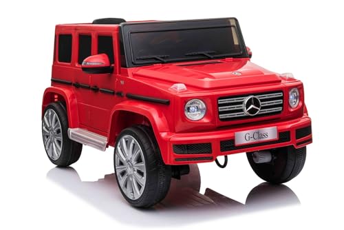Elektrisches Elektroauto Mercedes G500 12V, rot, 2,4 GHz Fernbedienung, USB/SD Eingang, Hinterradfederung, Lithium-Batterie, LED-Lichter, Originale Lizenz
