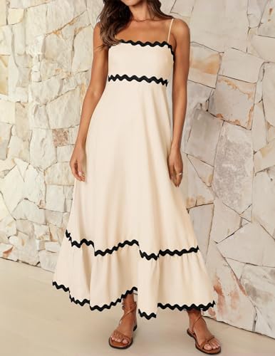 ZESICA Women's 2025 Summer Spaghetti Straps Sleeveless Backless Sundress Flowy Smocked Lace Swing A Line Midi Dress2