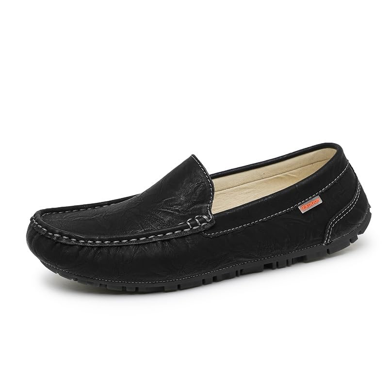 Men's Loafers Round Toe Faux Leather Moccasins Shoes Flat Heel Slip Resistant Flexible Prom Slip-on