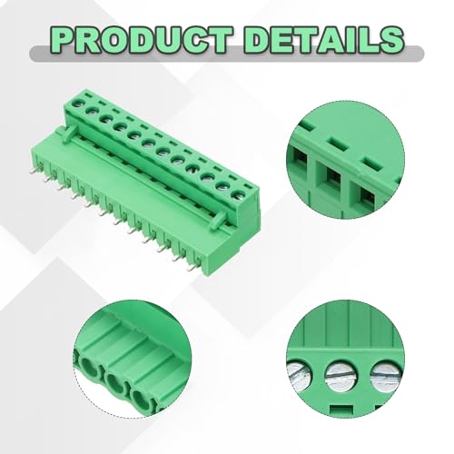 Terminales de tornillo de 5.08 mm para PCB con diseño enchufable de 12 pines y 300 V 20 A 4
