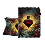 CICPLKSE Case for Samsung Galaxy Tab A7 10.4 Inch 2022/2020 Release (Model : SM-T500/SM-T503/SM-T505/SM-T507),Premium PU Leather Cover with Auto Sleep Wake,Bottle with Roses