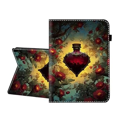 CICPLKSE Case for Samsung Galaxy Tab A7 10.4 Inch 2022/2020 Release (Model : SM-T500/SM-T503/SM-T505/SM-T507),Premium PU Leather Cover with Auto Sleep Wake,Bottle with Roses