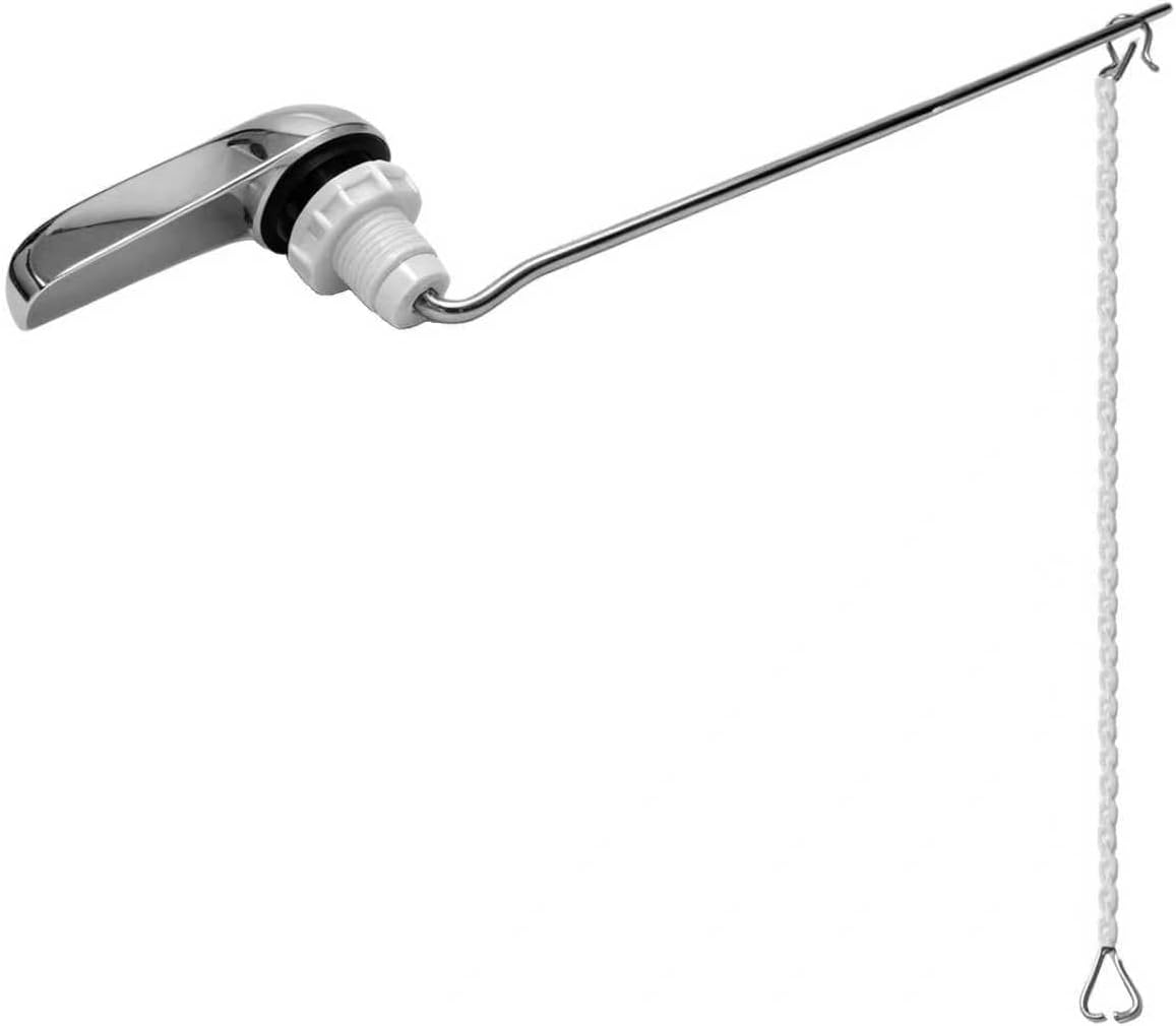 Universal Toilet Tank Handle Replacement, Front Mount Flush Lever with 304 Stainless Steel Rod, Fits TOTO, Kohler, American Standard, Polished Chrome Finish (1-Pack)