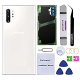 Perzework Rear Back Glass Replacement for Samsung Galaxy Note 10+ Plus 6.8-inches 5G with Reparing Toolkit and Installed Adhesive (Aura White)