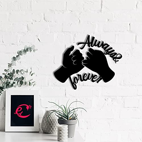 Image of eCraftIndia Always & Forever Black Engineered Wood Cutout Wall Art Decor| Wall Decoration Item| Wooden Wall Decor Item| Home Wall Decor for Living Room Bedroom| Gift for Diwali Valentines Day