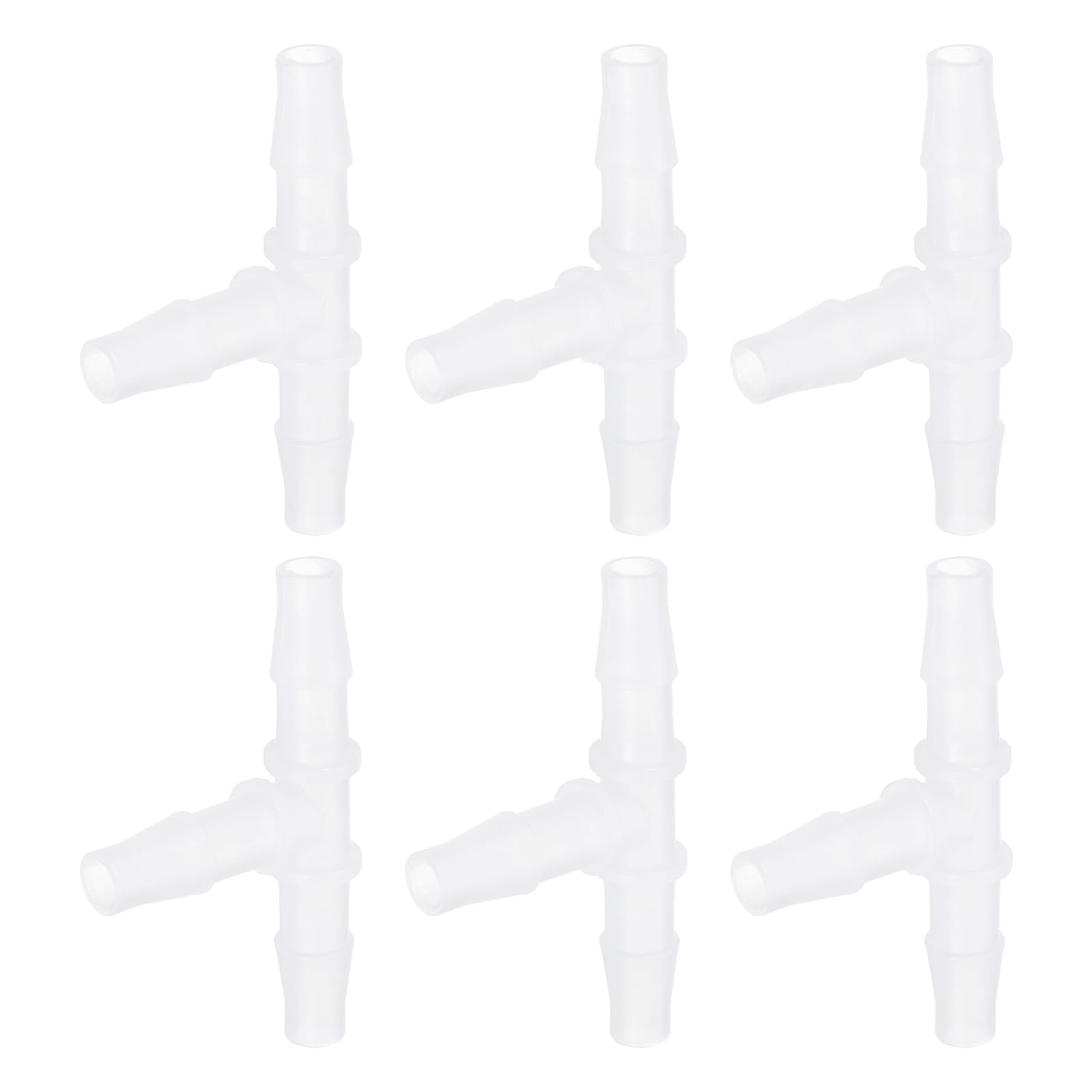 sourcing map 6pcs Plastic Hose Barb Fitting, 5/16" x 5/16" t Shape Tee Barbed Hose Pipe Fitting Splicer Mender Joint Adapter for Water Liquid Fuel Line Tube, Clear
