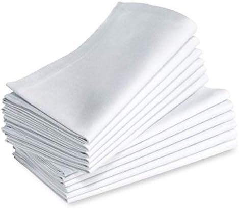 USSR®12 x Luxury White 100% Cotton Cloth Napkins 16X16 Inches Reusable Napkin ,Oversized Napkins Christmas Made of Pure Cotton Fabric , dinner table cloth set hotel quality
