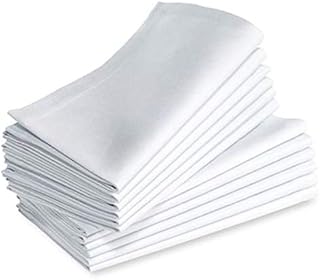USSR®12 x Luxury White 100% Cotton Cloth Napkins 16X16 Inches Reusable Napkin ,Oversized Napkins Christmas Made of Pure Cotton Fabric , dinner table cloth set hotel quality