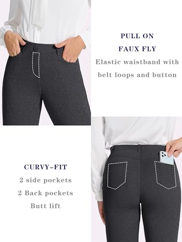 Image of Tapata Women's 28'' /30'' /32'' /34'' Stretchy Straight Dress Pants with Pockets Tall, Petite, Regular for Office Work Business