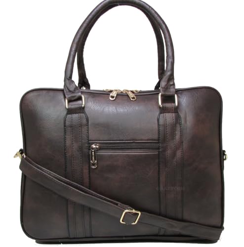 Pasta Bolsa Notebook Documentos Executiva Transversal Alça de Ombro Resistente (Marrom Escuro)