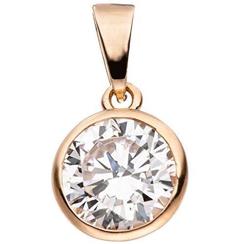 Jobo Damen-Anhänger aus 925 Sterling Silber roségold vergoldet mit Zirkonia 9 mm