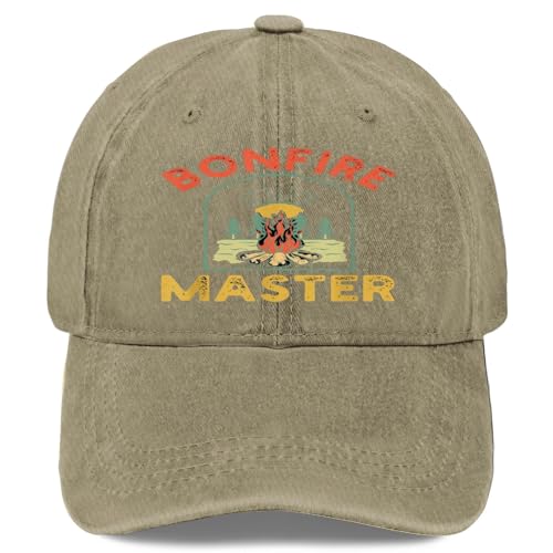 Retros Vintage Camping Master of The Campfire Hat for Men Classic Washed