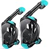 Greatever G2 Full Face Snorkel Mask for Adults Kids, 2 Pcs Snorkeling Set with Foldable Design, Dry Top System, 180 Panoramic View, Anti-Fog & Anti-Leak, Safe Breathing with Camera Mount Included