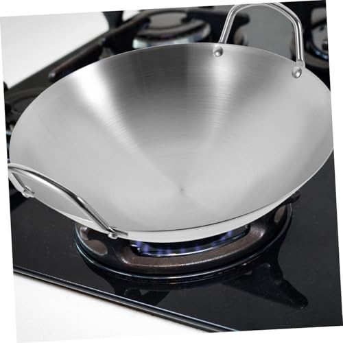 Wok de acero inoxidable con asas dobles para cocina miniatura 7