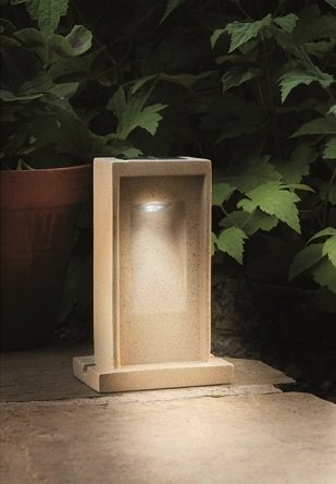 Solar powered sandstone effect square path light