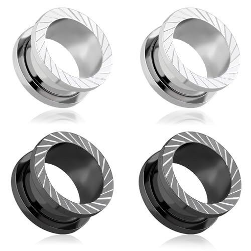 YOFANST 4Pcs Ear Gauges Plugs Ear Tunnels Stainless Steel Body Piercing Plugs Ear Stretcher Expander Plugs 0G 8MM