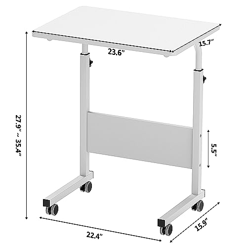 SogesHome Höhenverstellbarer Laptop-Tisch mit Rollen, Mobiler Computertisch/Beistelltisch für Sofa, Bett oder Büro, Kleiner Schreibtisch für Home-Office, Arbeiten im Sitzen & Stehen,60 x 40 x 71 cm
