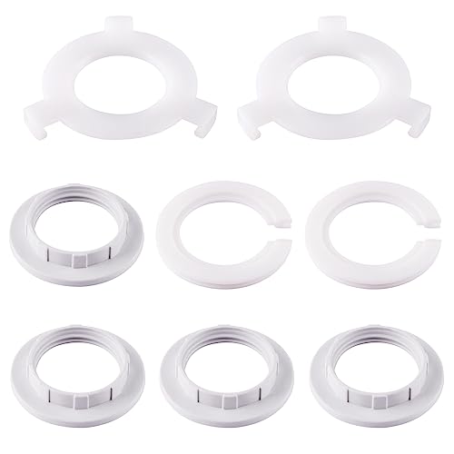 8 Pack Plastic Lamp Shade Reducer Ring, E27 to E14 Lampshade Ring, E14 Lamp Shade Converter, Socket Replacement Fitting Washer Adaptor, White