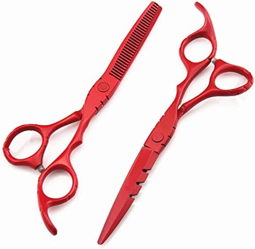 Hair Cutting Scissors, 6 Inch Professional Japan Steel Red Hair Cutting Scissors Salon Barber Haircut Thinning Shears Hairdressing Scissors Set Hair Cutting Tools
