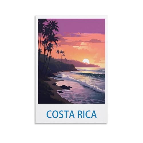 ZHILIJING Affiches murales décoratives sur toile vintage du Costa Rica pour chambre à coucher et chambre à coucher (20 x 30 cm)