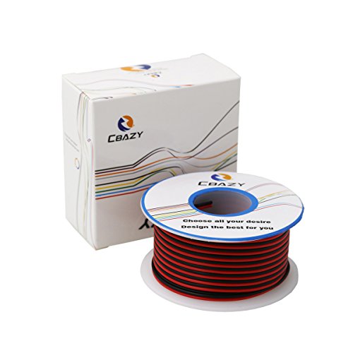 CBAZY 28AWG 2pin RED Black Wire Hardwire 28ga Hook up Wire Cable Extension Cable 2 Wire 300V 15 Meters /49.2ft Red+Black Total 30m