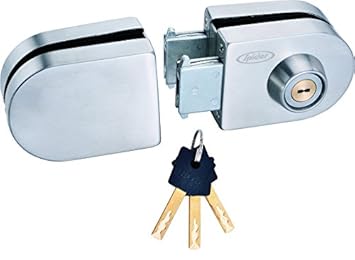 Spider Stainless Steel Glass Door Lock Oval Lock with SS Finish, One Side Key & One Side Knob (GDL02R)
