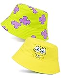 SpongeBob SquarePants Reversible Bucket Hat Adults Unisex | Mens Womens Yellow Spongebob and Patrick Coral Character Sun Hat