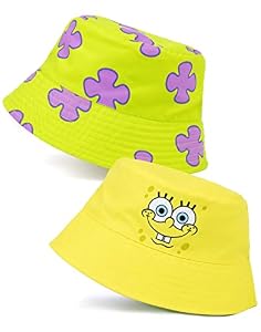 Spongebob Schwammkopf Wendehut Erwachsene Unisex | Gelber Spongebob und Patrick Coral Character Sonnenhut für Herren | Filme TV-Show Geschenke Merchandise