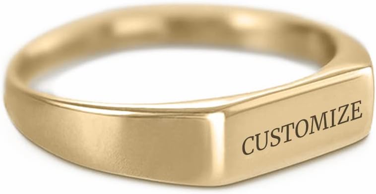 Cutom Engraved Name Ring10K 14K 18K Solid Gold Personalized Name Ring Wedding Band Ring for Couple Women