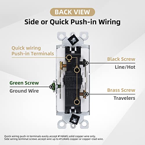 [10 Pack] Thunderway 3-Way Decorator Wall Light Switch With Wall Plates, On/Off Paddle Switch, Gloss Finish, 15 Amp 120/277 Volt, Ul Listed, Residential Grade (White) #TOP2