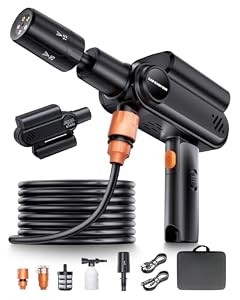 Cordless Pressure Washer, Portable Washer Jet Wash with 12000mAh Built-in Battery, Dual Type-C & DC Car Charger, 5-in-1 Nozzle Power Washer with Waterproof Tool Bag, for Car Washing, Garden, Patio.