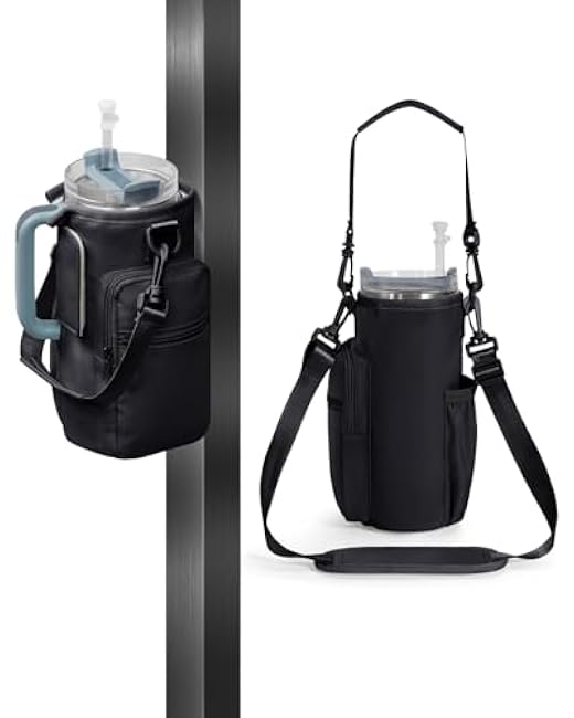 sportsnew Magnetic Gym Bag for Women Men, Water Bottle Carrier Holder with Strap & Phone Pockets for 40oz Tumbler with Handle, 4 Built-in Magnets Small Gym Bag for Sports, Workout, Fitness, Walking