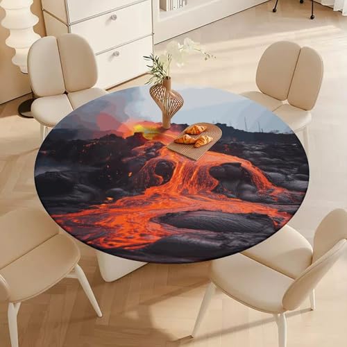 Nappe ronde élastique rouge imperméable table salle à manger de jardin
